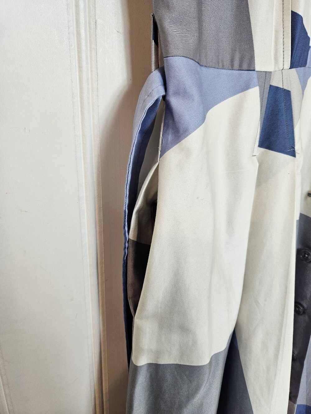 Donna Karan Midi Shirt Dress 12 Pockets Printed Pleated Belted Button Down Blue - Picture 6 of 16